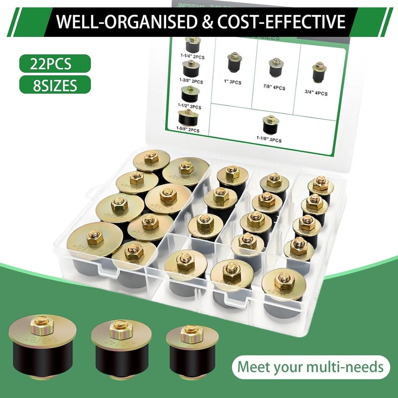 Japtend 22pcs Expandable Freeze Rubber Plugs Assortment Kit, 8 Sizes Automotive Rubber Expansion Freeze Plugs Fit Hole 3/4" 7/8" 1" 1-1/8" 1-1/4" 1-3/8" 1-1/2" 1-5/8" - Image 4